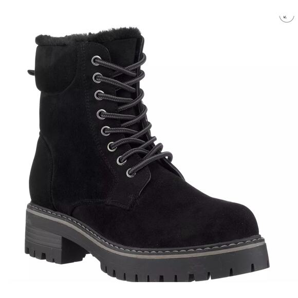 G.C. Shoes Shoes - GC Shoes Camila Fur Rimmed Lace Up Ankle Snow Boots Black Size 8